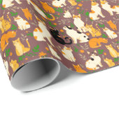 Schattigee katten op een koffiebruine achtergrond cadeaupapier (Rol Hoek)