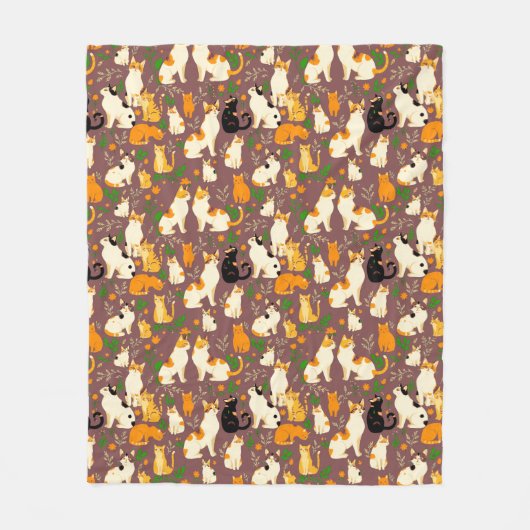 Schattigee katten op een koffiebruine achtergrond fleece deken (Voorkant)