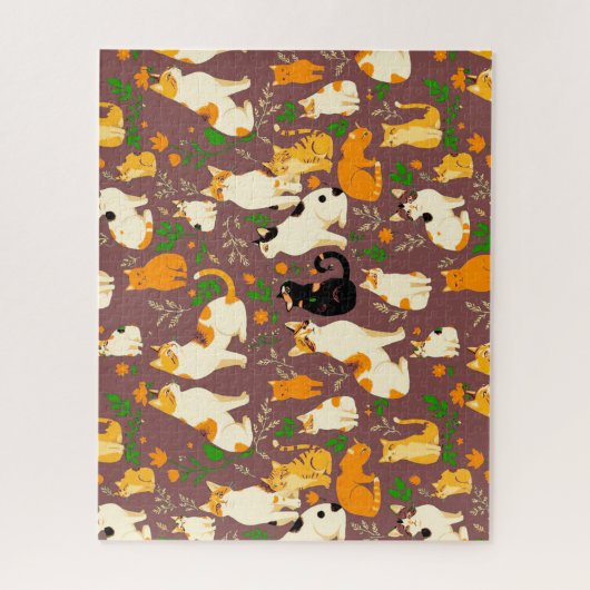 Schattigee katten op een koffiebruine achtergrond legpuzzel (Verticaal)