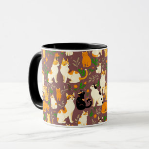 Schattigee katten op een koffiebruine achtergrond mok
