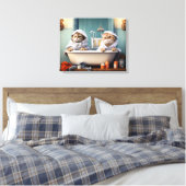 Schattigee Katten Paar in Badkuip Perfect voor Bad Canvas Afdruk (Insitu (Slaapkamer))