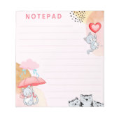 Schattigee Katten Paraplu Ballon Roze Thema Solid Notitieblok (Voorkant)