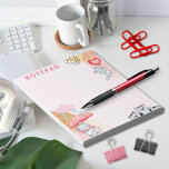 Schattigee Katten Paraplu Ballon Roze Thema Solid  Notitieblok<br><div class="desc">Dit notitieblok is voorzien van een charmant ontwerp van katten, wolkenregen en paraplu, ballon, met roze achtergrond. De stevige lijnen verstrekken een geschikte gids voor het houden van uw nota's goed en georganiseerd. Perfect voor het aansluiten van ideeën, herinneringen, of lijsten, is dit notitieblok een stijlvolle en praktische toevoeging aan...</div>