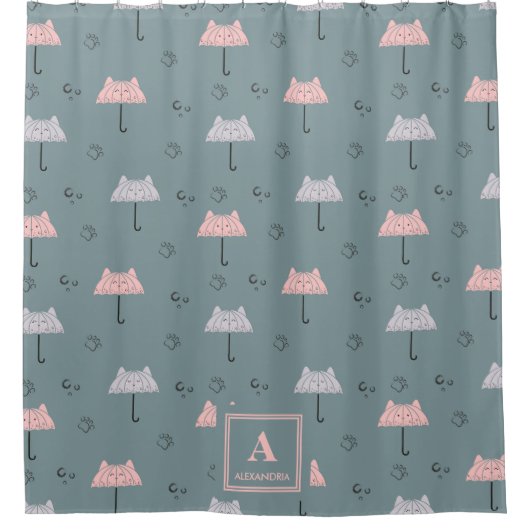 Schattigee Katten paraplu Douchegordijn (Voorkant)