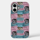 Schattigee Katten Roze Blauw Breien Girly Case-Mate iPhone Case (Achterkant)