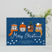 Schattigee Katten & Sneeuwvlokken Aangepaste Kerst Folie Feestdagenkaart (Staand Voorkant)