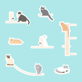 Schattigee Katten Spelen Muurmeubilair Sticker Bla