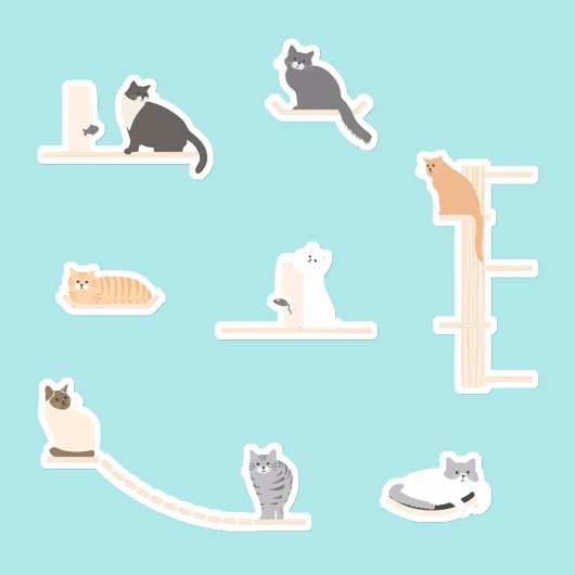 Schattigee Katten Spelen Muurmeubilair Sticker Bla