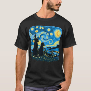 Schattigee Katten Sterrennacht Van Gogh Vader Moed T-shirt