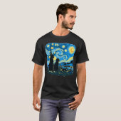 Schattigee Katten Sterrennacht Van Gogh Vader Moed T-shirt (Voorkant volledig)