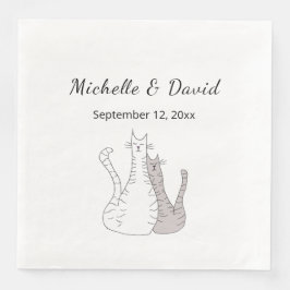 Schattigee katten tekenen eenvoudige bruiloft servet