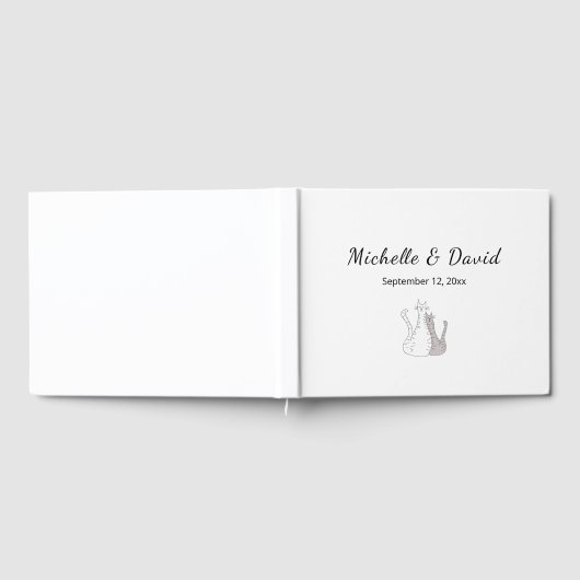 Schattigee Katten Tekenen Eenvoudige Trouwreceptie Gastenboek (Volledig)