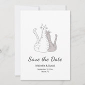 Schattigee Katten Tekening Eenvoudige Bruiloft Bew Save The Date (Voorkant)