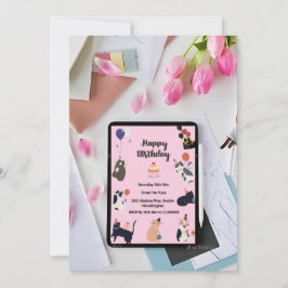 Schattigee Katten Thema - Verjaardag Uitnodiging K