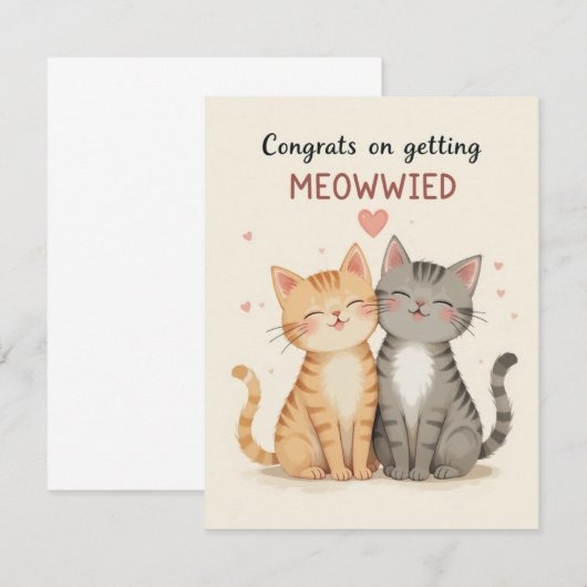 Schattigee katten trouwkaart, Gefeliciteerd verlov Bedankkaart (Voorkant / Achterkant)