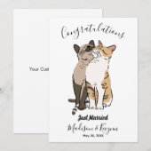 Schattigee katten trouwkaart kaart (Voorkant / Achterkant)