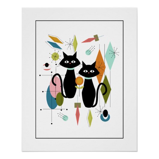 Schattigee katten uit het midden van de eeuw perfect poster (Voorkant)