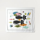 Schattigee katten uit het midden van de eeuw wandkleed (Voorkant (horizontaal))