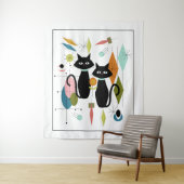 Schattigee katten uit het midden van de eeuw wandkleed (In situ)