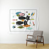 Schattigee katten uit het midden van de eeuw wandkleed (In Situ (horizontaal))