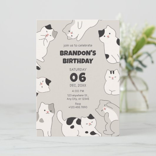 Schattigee katten verjaardag kaart (Staand voorkant)