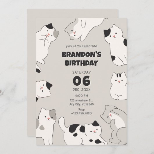 Schattigee katten verjaardag kaart (Voorkant / Achterkant)