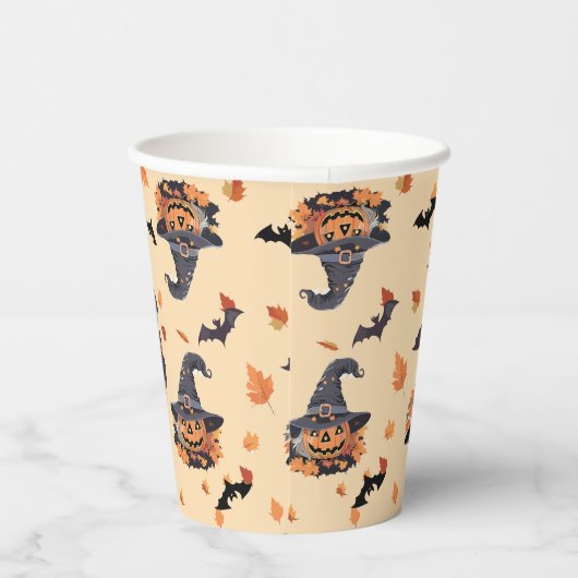 Schattigee Katten Vleermuizen & Pompoenen Hallowee Papieren Bekers (Rechts)