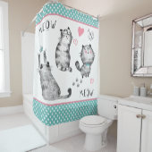 Schattigee katten, vlinders Douchegordijn (In situ)