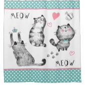 Schattigee katten, vlinders Douchegordijn (Voorkant)
