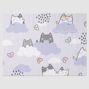 Schattigee Katten Vlinders Spring Decoupage Tissuepapier