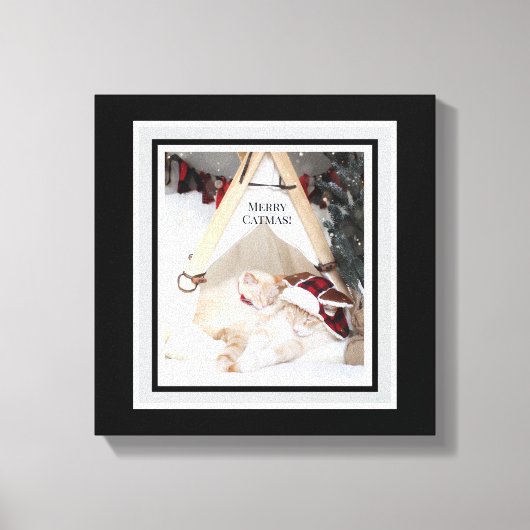 Schattigee Katten Vrolijk Kerstdoek Canvas Afdruk (Voorkant)