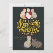Schattigee katten vrolijk op kerst flat vakantie K Feestdagenkaart (Voorkant)
