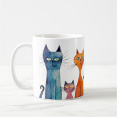 Schattigee Katten Waterverf Blauw Sinaasappel Groe Koffiemok (Links)