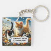 Schattigee Katten Wildflower Garden Acryl Sleutelh Sleutelhanger (Achterkant)
