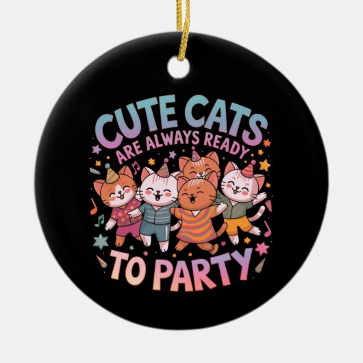 Schattigee katten zijn altijd klaar om leuk en kle keramisch ornament (Voorkant)