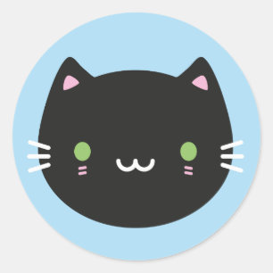 Schattigee katten - zwarte kawaii kitten ronde sticker