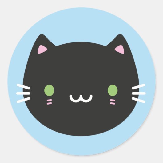 Schattigee katten - zwarte kawaii kitten ronde sticker (Voorkant)