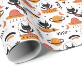 Schattigee kattenastronauten: Kinder ontwerp. Cadeaupapier (Rol Hoek)