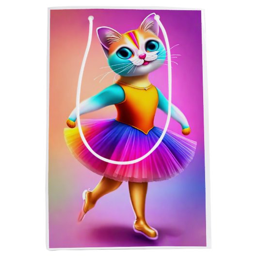 Schattigee kattenballerina medium cadeauzakje (Voorkant)