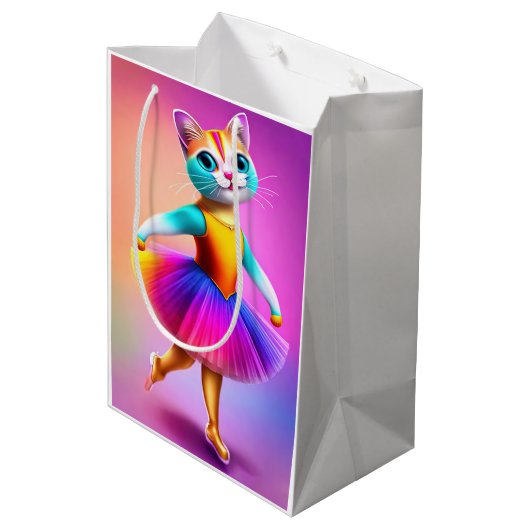 Schattigee kattenballerina medium cadeauzakje (Achterkant Gekanteld)