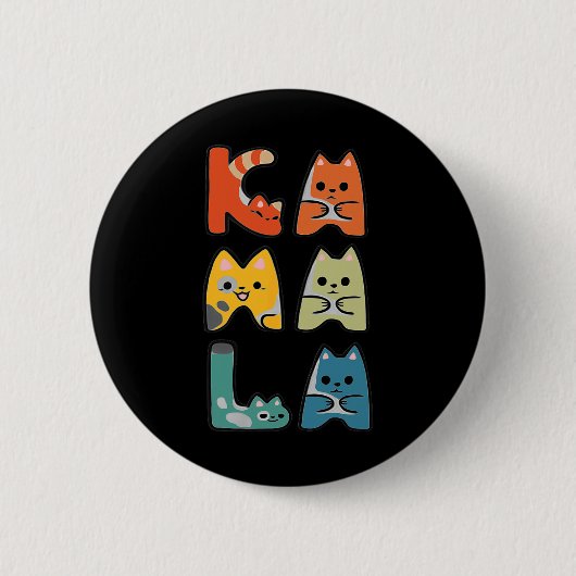 Schattigee kattenbelettering positief ronde button 5,7 cm (Voorkant)
