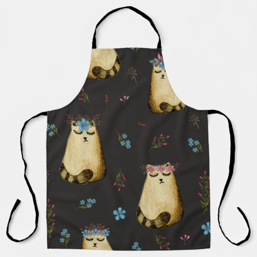 Schattigee kattenbloemen Waterverf Schort (Voorkant)