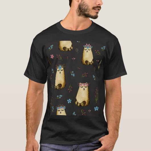 Schattigee kattenbloemen Waterverf T-shirt (Voorkant)