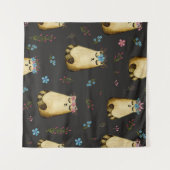 Schattigee kattenbloemen Waterverf Wandkleed (Voorkant (horizontaal))