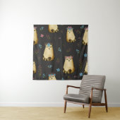 Schattigee kattenbloemen Waterverf Wandkleed (In situ)