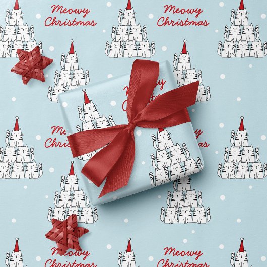 Schattigee kattenboom kerst inpakpapier vel