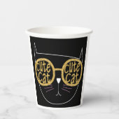 Schattigee Kattenbril Graphic Gold Glitter Kat Gez Papieren Bekers (Voorkant)