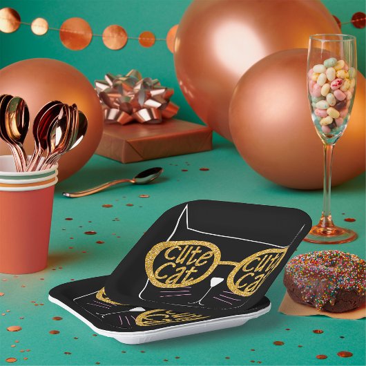 Schattigee Kattenbril Graphic Gold Glitter Kat Gez Papieren Bordje