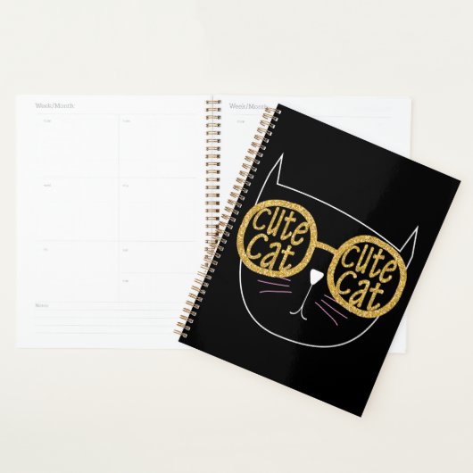Schattigee Kattenbril Graphic Gold Glitter Kat Gez Planner (Display)