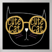 Schattigee Kattenbril Graphic Gold Glitter Kat Gez Poster (Voorkant)